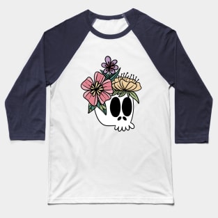 Flowers and Skull Baseball T-Shirt